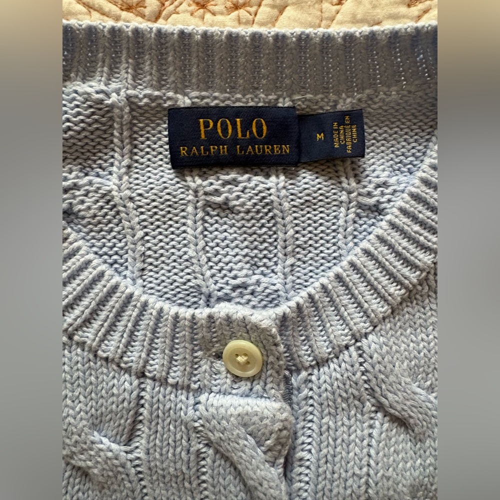 Polo Ralph Lauren Light Blue Cable Knit Cardigan - Picture 5 of 6